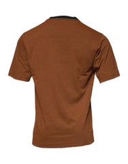 Dolce & Gabbana Braunes DG Logo Rundhals-T-Shirt aus Polyester