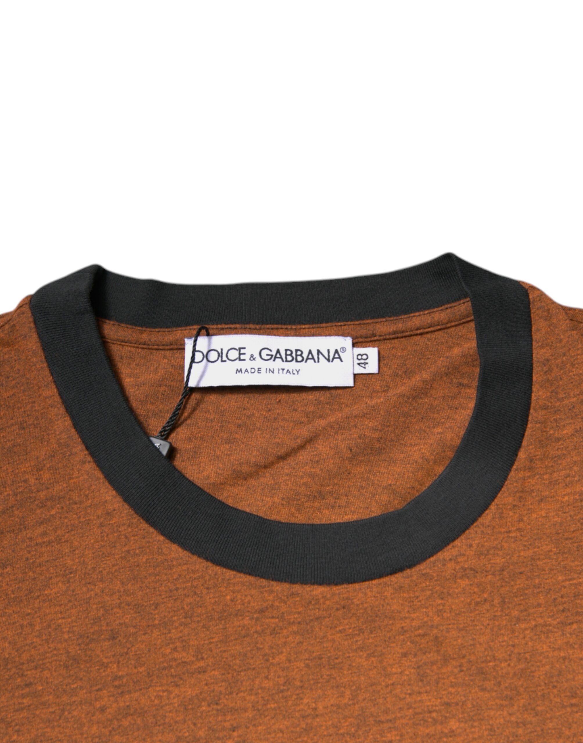 Dolce & Gabbana Braunes DG Logo Rundhals-T-Shirt aus Polyester