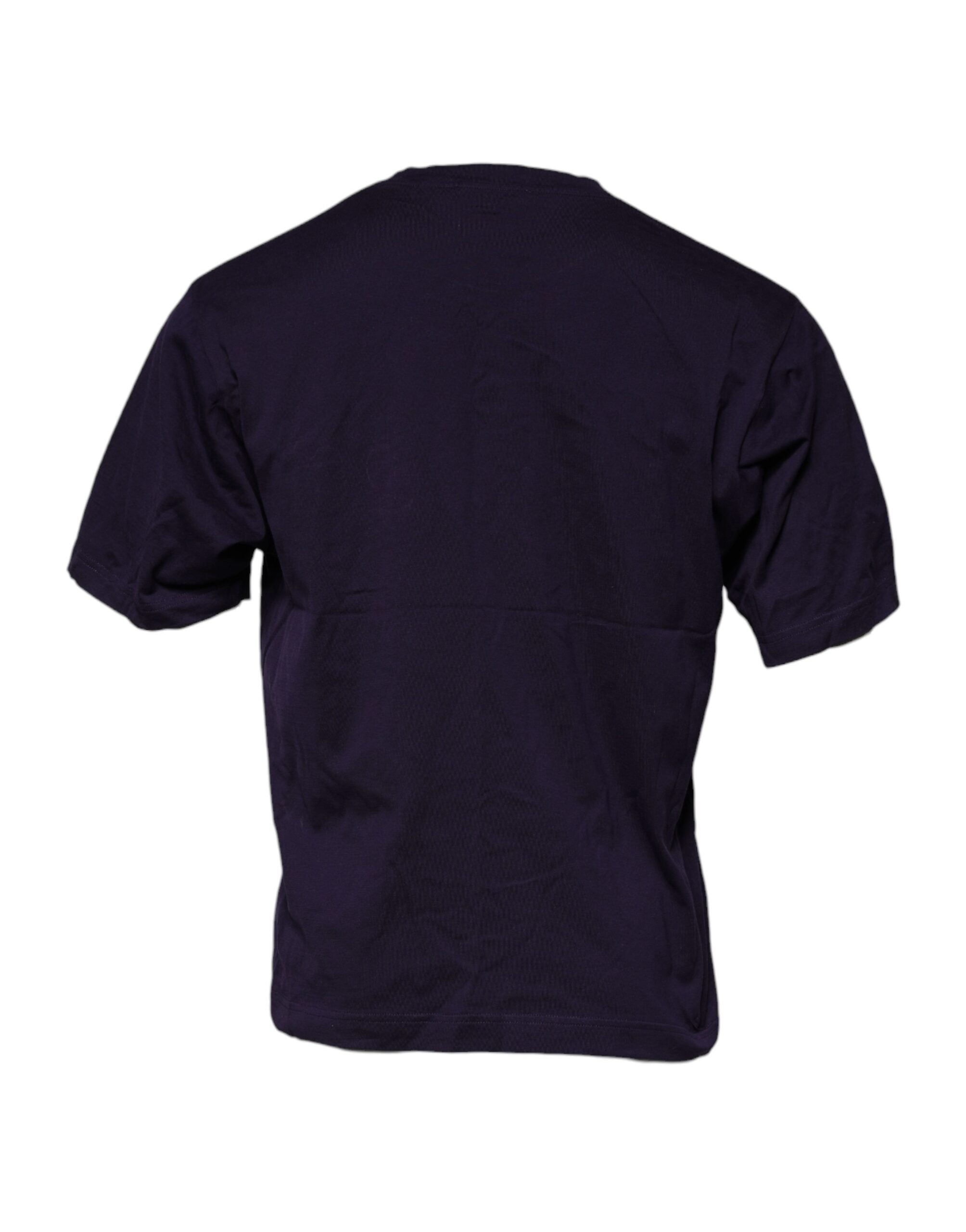 Dolce & Gabbana Lila Baumwoll-T-Shirt mit DG-Logo und Rundhalsausschnitt