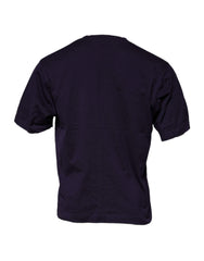 Dolce & Gabbana Lila Baumwoll-T-Shirt mit DG-Logo und Rundhalsausschnitt