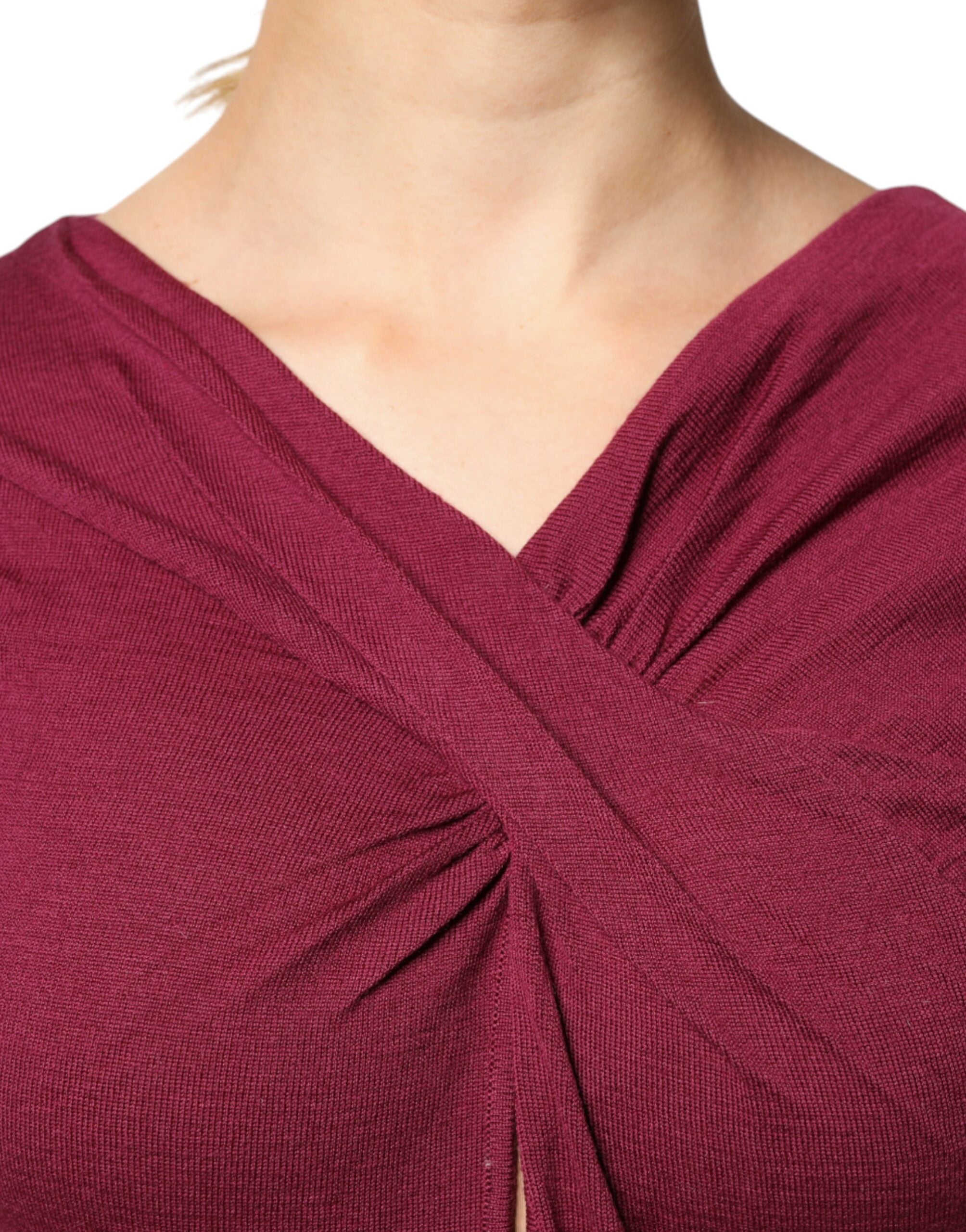 Roberto Cavalli Bordeauxfarbener Pullover mit Schlüsselloch-Strickmuster