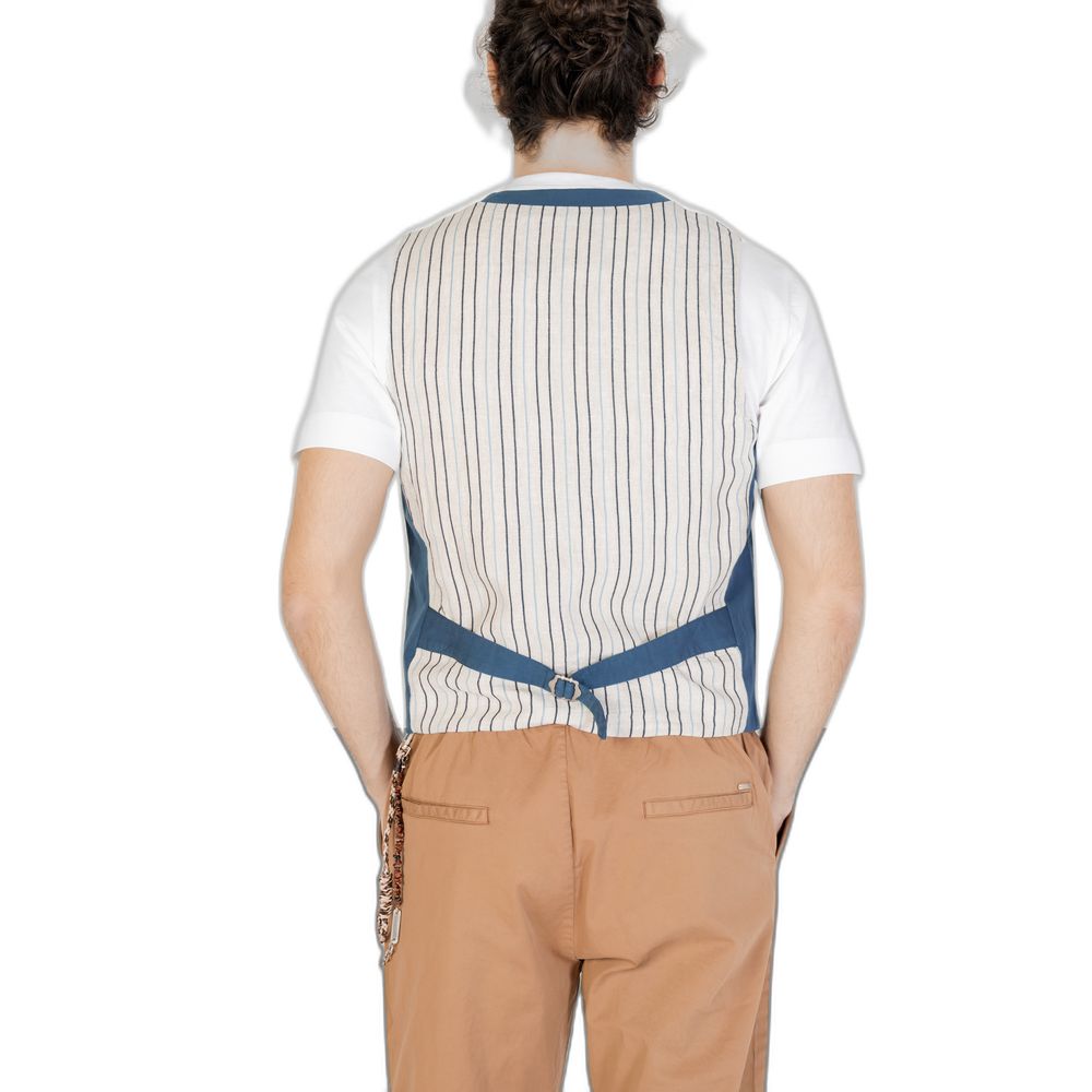 Gianni Lupo Blaue Weste aus Baumwolle