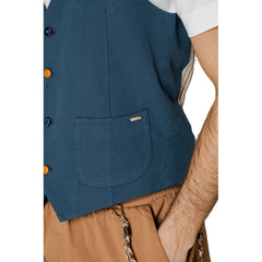 Gianni Lupo Blaue Weste aus Baumwolle