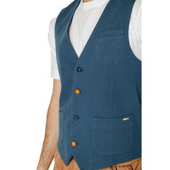 Gianni Lupo Blaue Weste aus Baumwolle