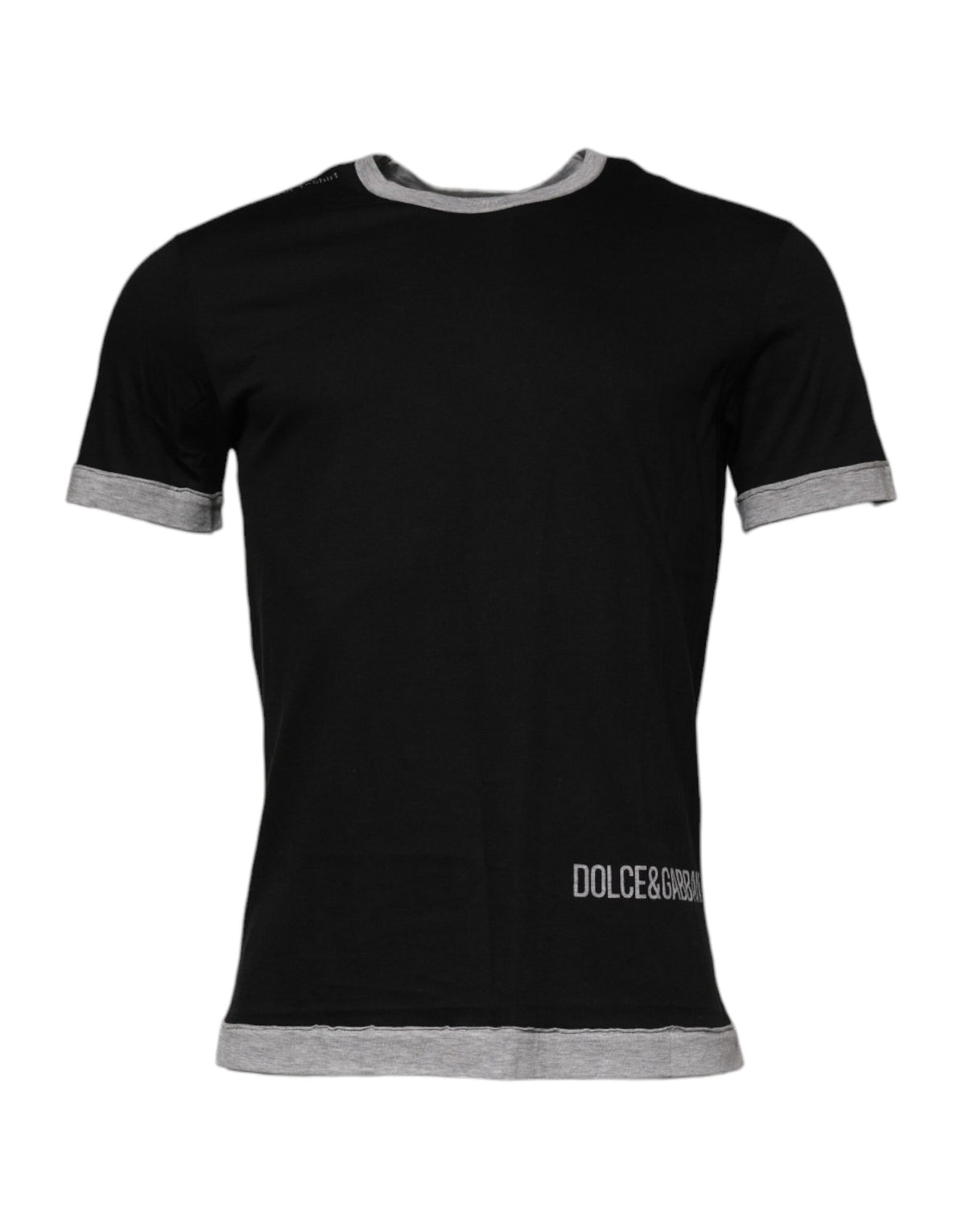 Dolce & Gabbana Schwarzes Logo Baumwoll Rundhals Herren T-Shirt