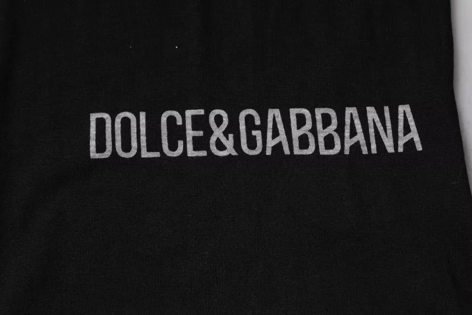 Dolce & Gabbana Schwarzes Logo Baumwoll Rundhals Herren T-Shirt