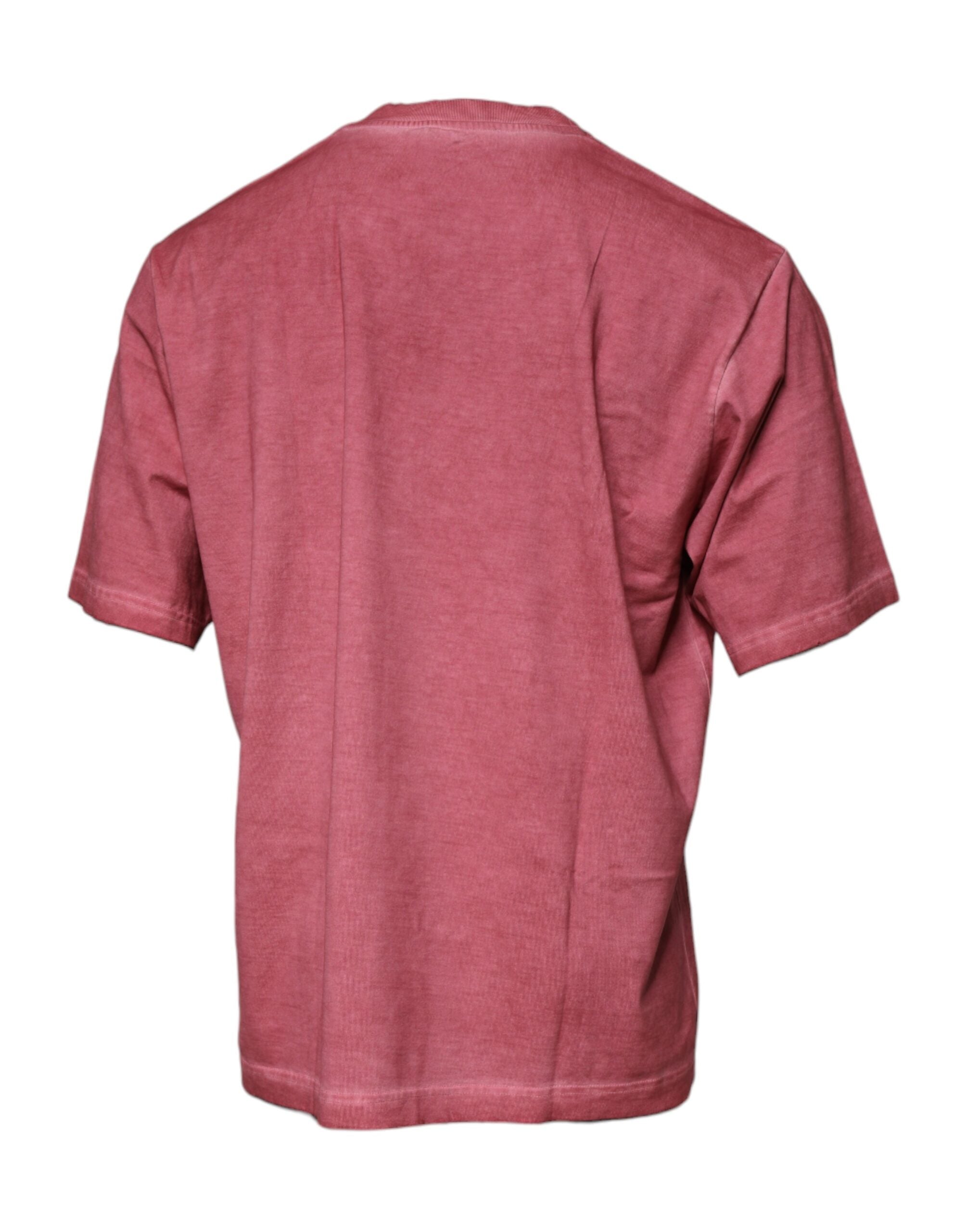 Dolce & Gabbana Pinkes T-Shirt aus Baumwolle mit Logo-Print und Rundhalsausschnitt