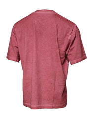 Dolce & Gabbana Pinkes T-Shirt aus Baumwolle mit Logo-Print und Rundhalsausschnitt