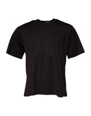Dolce & Gabbana Donkerbruin Katoenen T-shirt met Ronde Hals en Logo