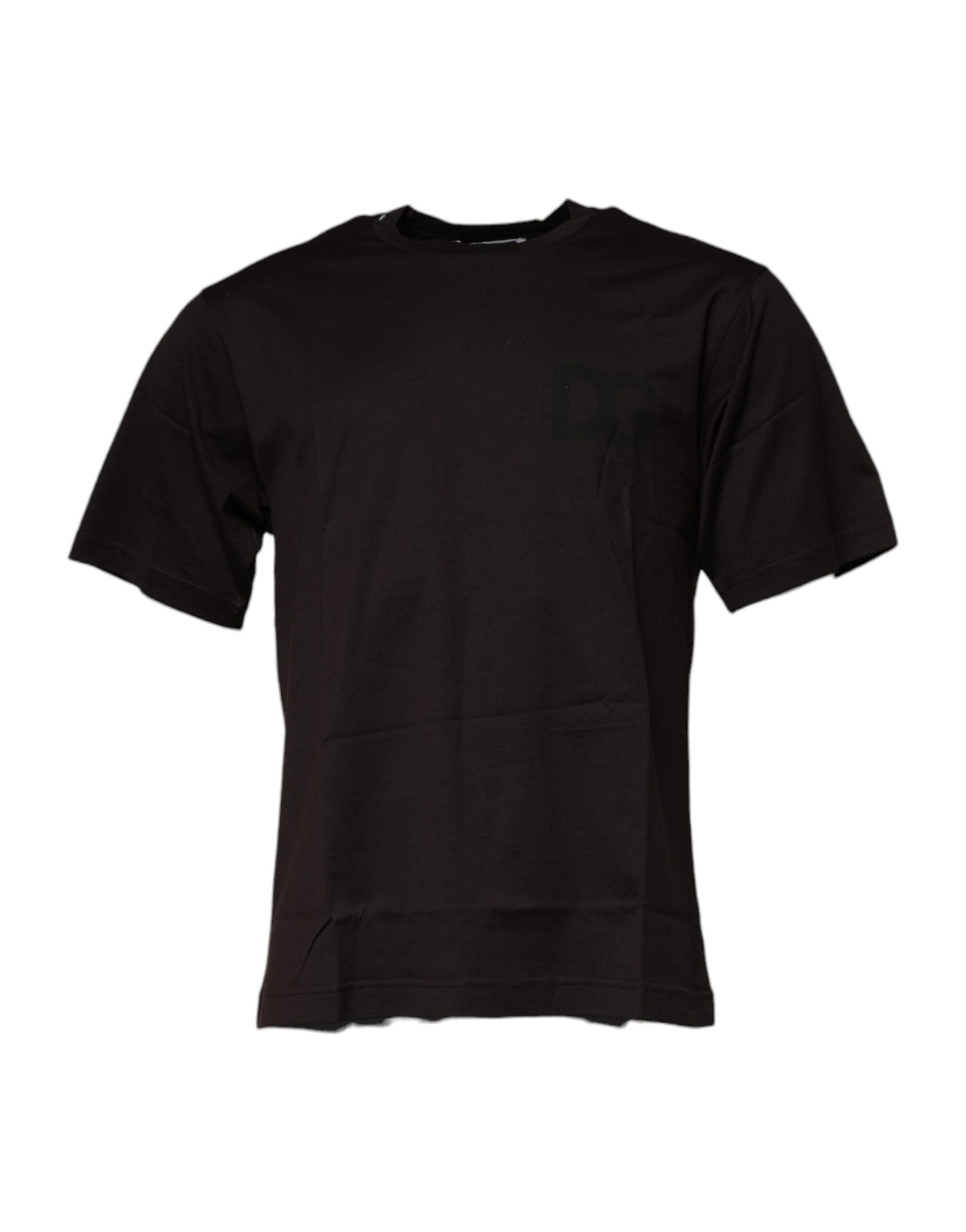 Dolce & Gabbana Dunkelbraunes Baumwoll-T-Shirt mit Logo und Rundhalsausschnitt