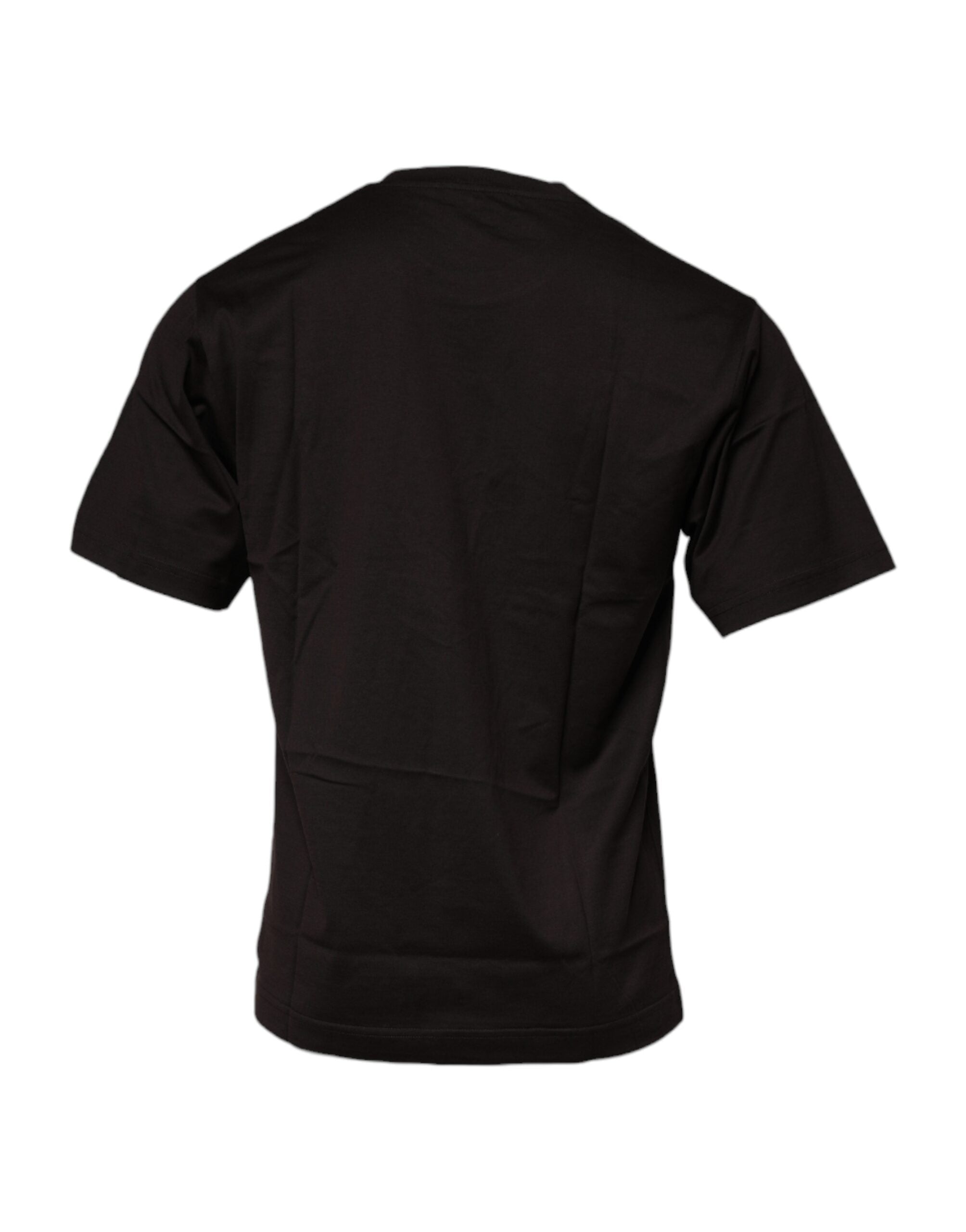 Dolce & Gabbana Dunkelbraunes Baumwoll-T-Shirt mit Logo und Rundhalsausschnitt