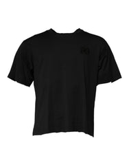 Dolce & Gabbana Schwarzes Baumwoll-T-Shirt mit DG-Logo und Rundhalsausschnitt