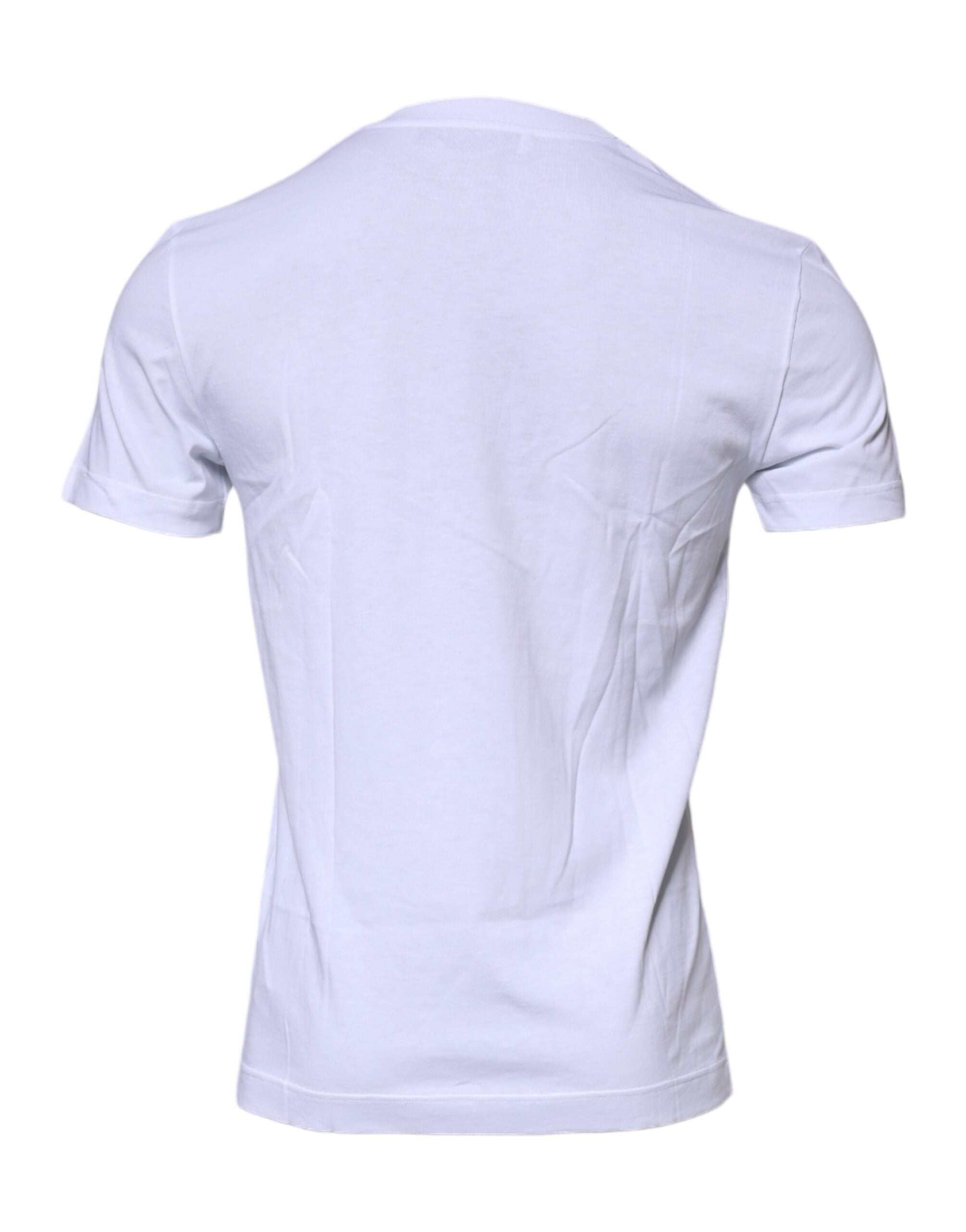 Dolce & Gabbana Baumwoll-T-Shirt mit Rundhalsausschnitt und Logo-Plakette in Weiß