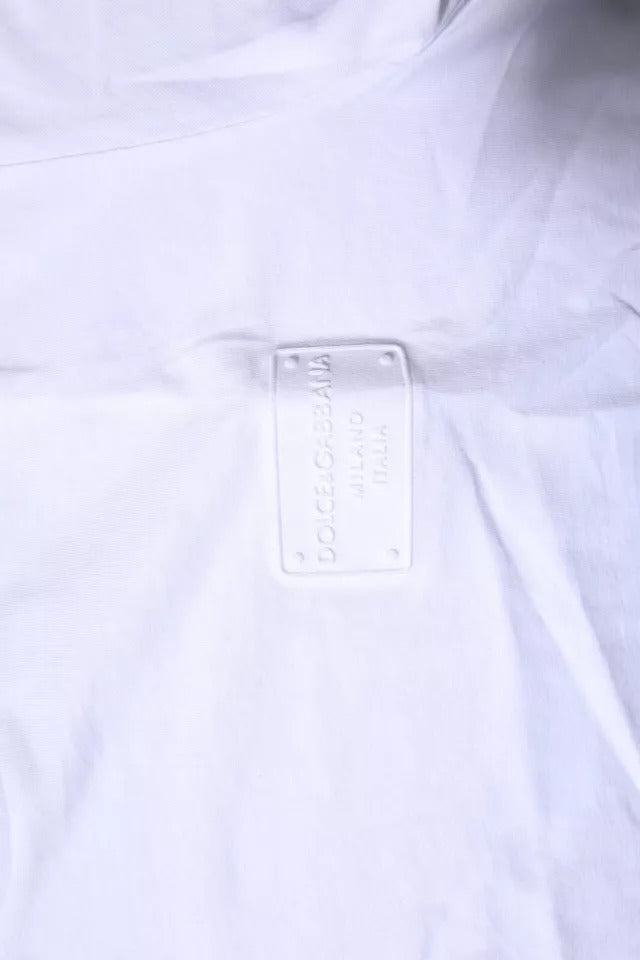 Dolce & Gabbana Baumwoll-T-Shirt mit Rundhalsausschnitt und Logo-Plakette in Weiß