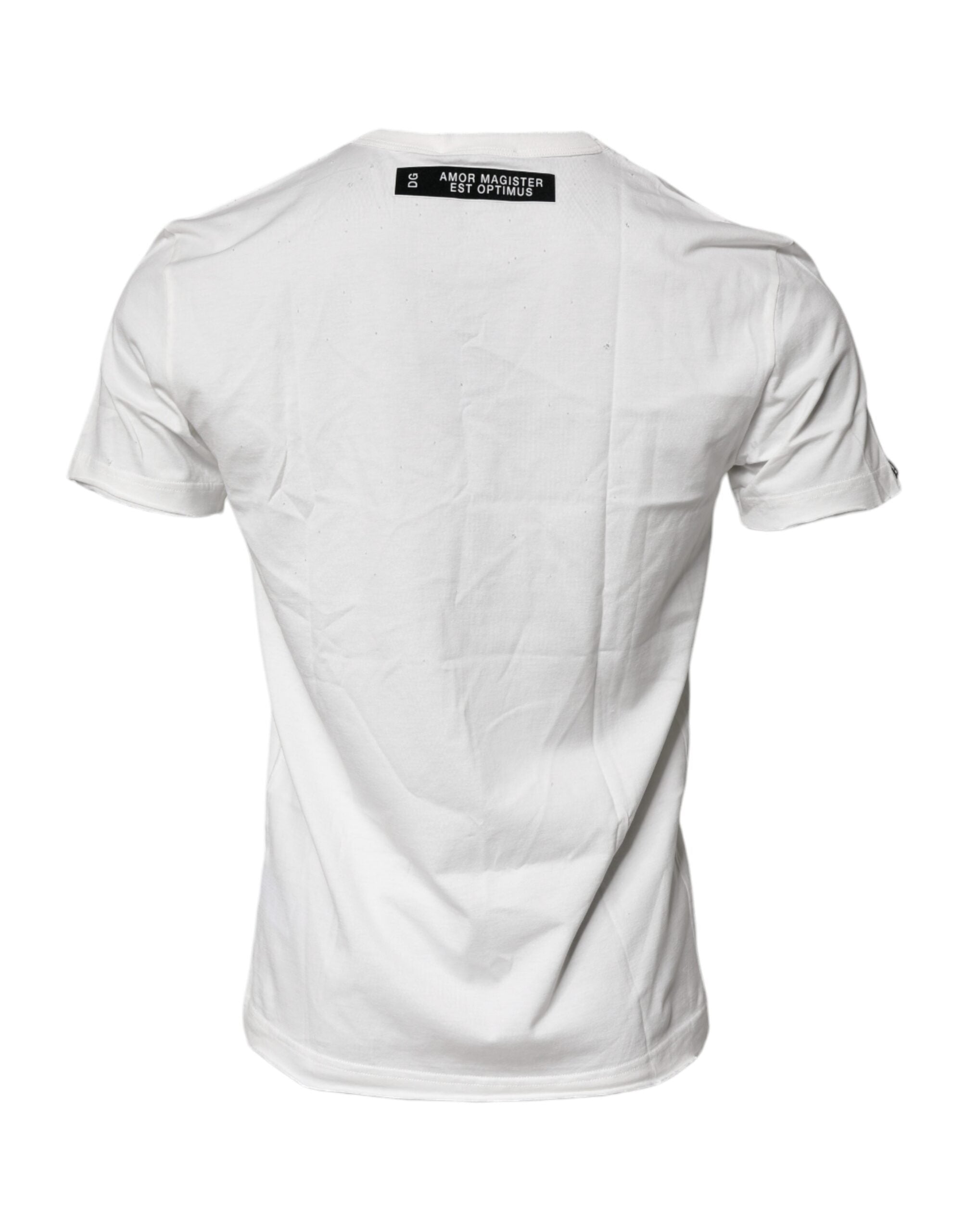 Dolce & Gabbana Weißes Baumwoll-T-Shirt mit Rundhalsausschnitt und Grafikdruck