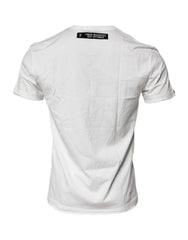 Dolce & Gabbana Weißes Baumwoll-T-Shirt mit Rundhalsausschnitt und Grafikdruck