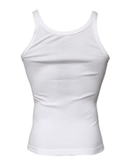 Dolce & Gabbana Elfenbein-Baumwolle Ärmelloses Rundhals-Tanktop