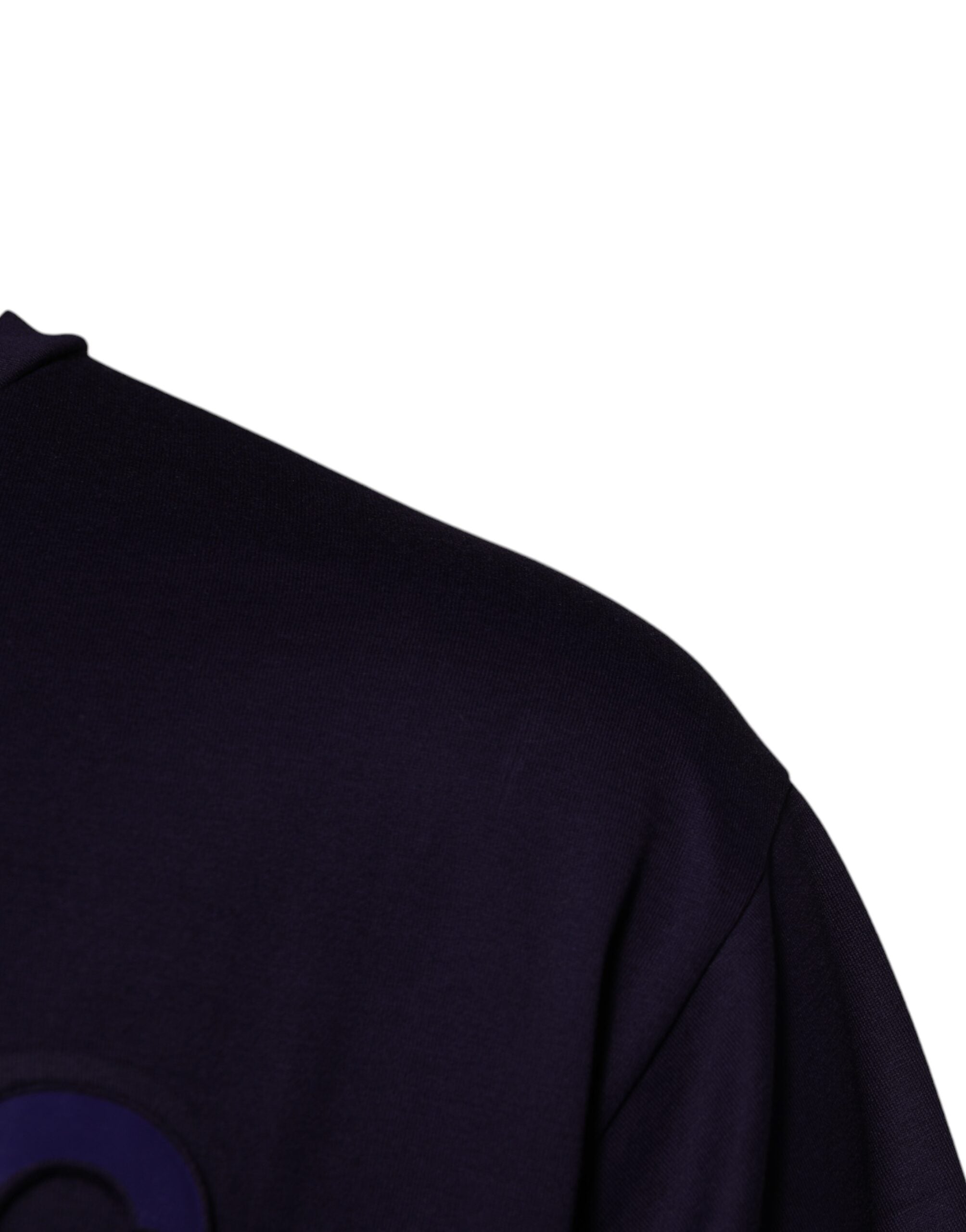 Dolce & Gabbana Navyblaues Baumwoll-T-Shirt mit Rundhalsausschnitt und DG-Logo