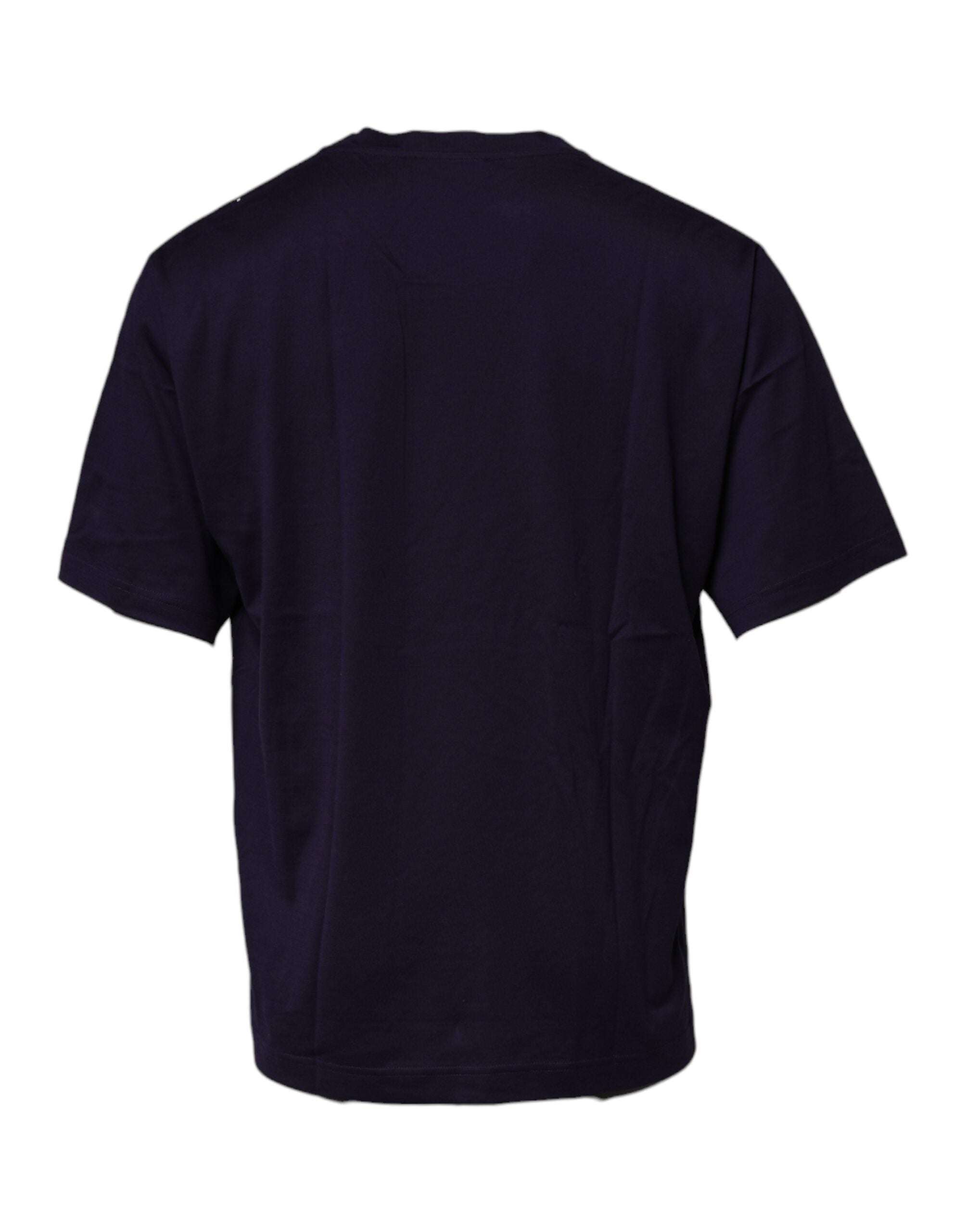 Dolce & Gabbana Navyblaues Baumwoll-T-Shirt mit Rundhalsausschnitt und DG-Logo