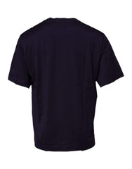Dolce & Gabbana Navyblaues Baumwoll-T-Shirt mit Rundhalsausschnitt und DG-Logo