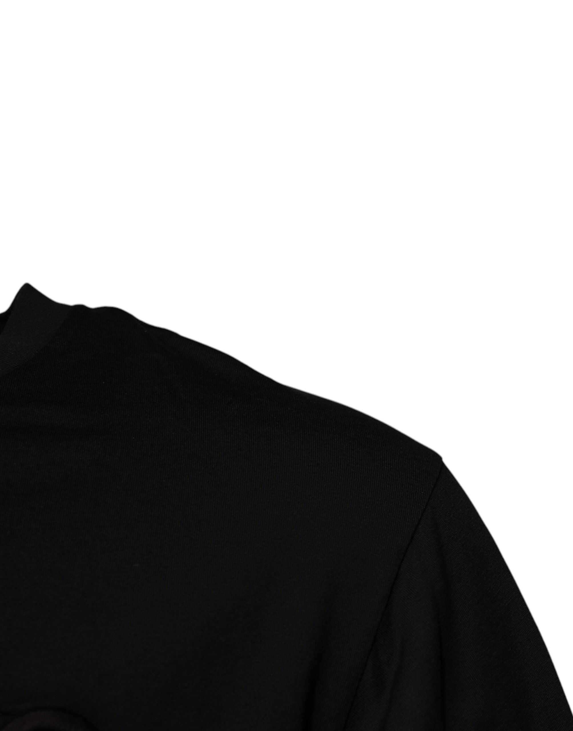 Dolce & Gabbana Schwarzes Baumwoll-T-Shirt mit DG-Logo und Rundhalsausschnitt
