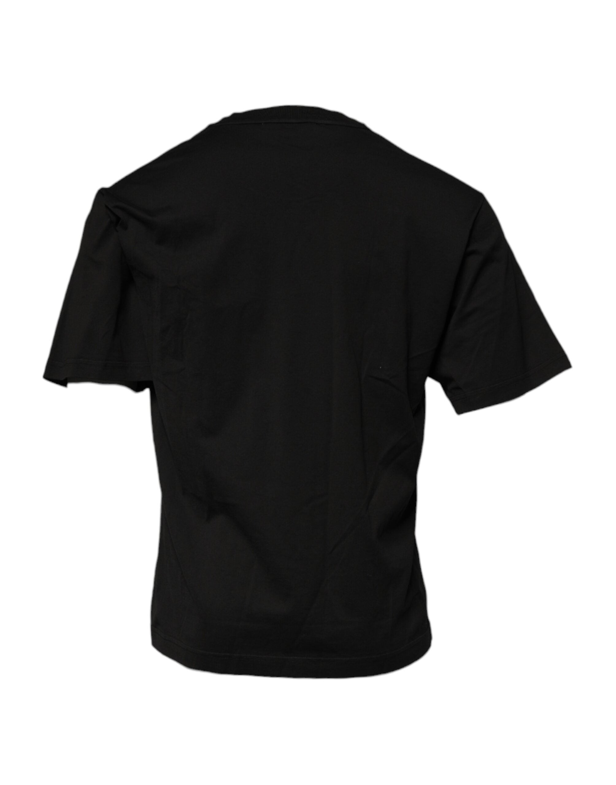 Dolce & Gabbana Schwarzes Baumwoll-T-Shirt mit DG-Logo und Rundhalsausschnitt