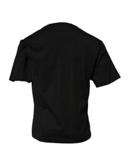 Dolce & Gabbana Schwarzes Baumwoll-T-Shirt mit DG-Logo und Rundhalsausschnitt