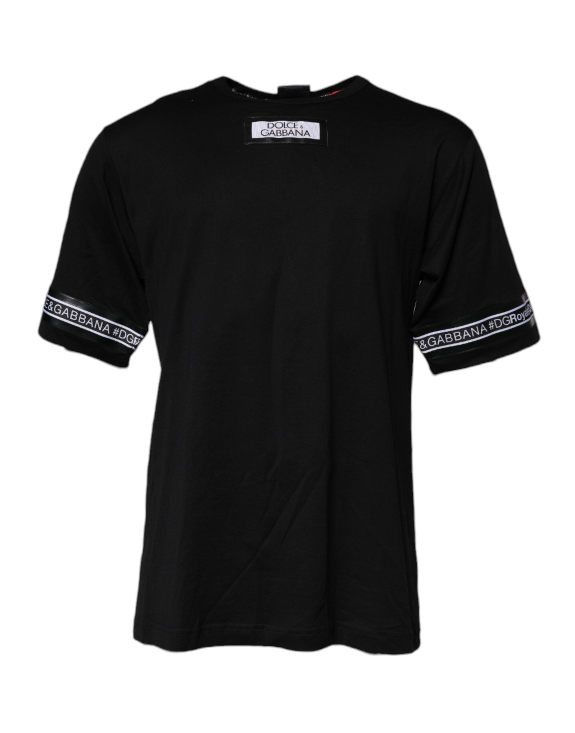 Dolce & Gabbana Schwarzes Baumwoll-T-Shirt mit Rundhalsausschnitt #DGMILLENNIALS