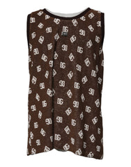 Dolce & Gabbana Braunes Logo Monogramm Baumwoll T-Shirt mit Rundhalsausschnitt