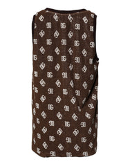 Dolce & Gabbana Braunes Logo Monogramm Baumwoll T-Shirt mit Rundhalsausschnitt