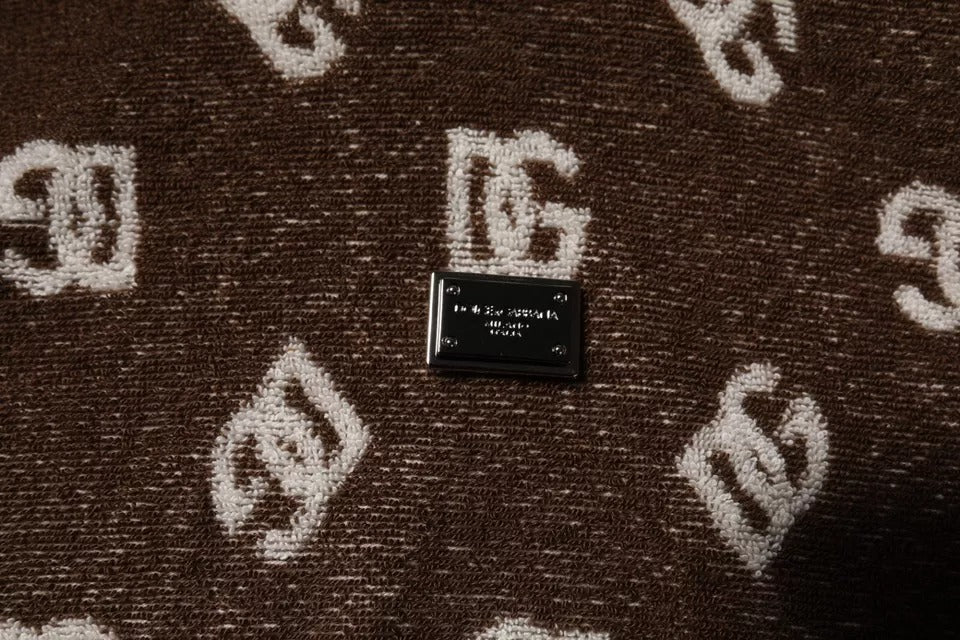 Dolce & Gabbana Braunes Logo Monogramm Baumwoll T-Shirt mit Rundhalsausschnitt
