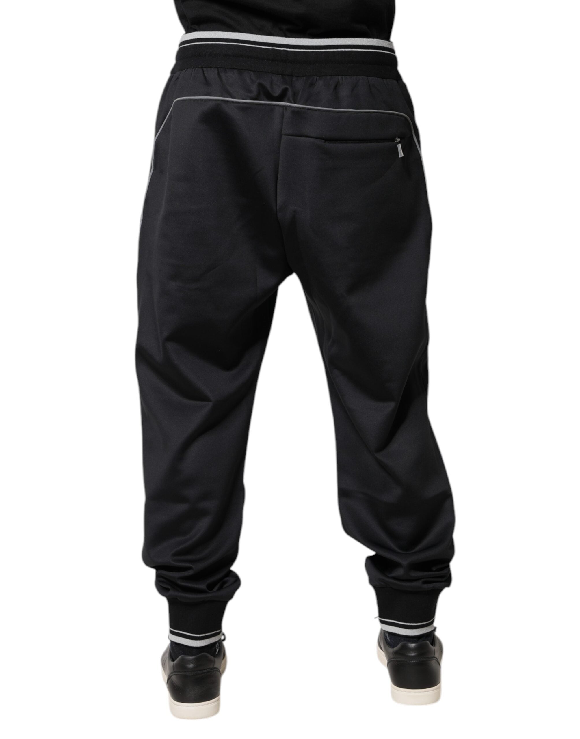 Dolce &amp; Gabbana – Schwarze Jogginghose aus Polyester mit Logo