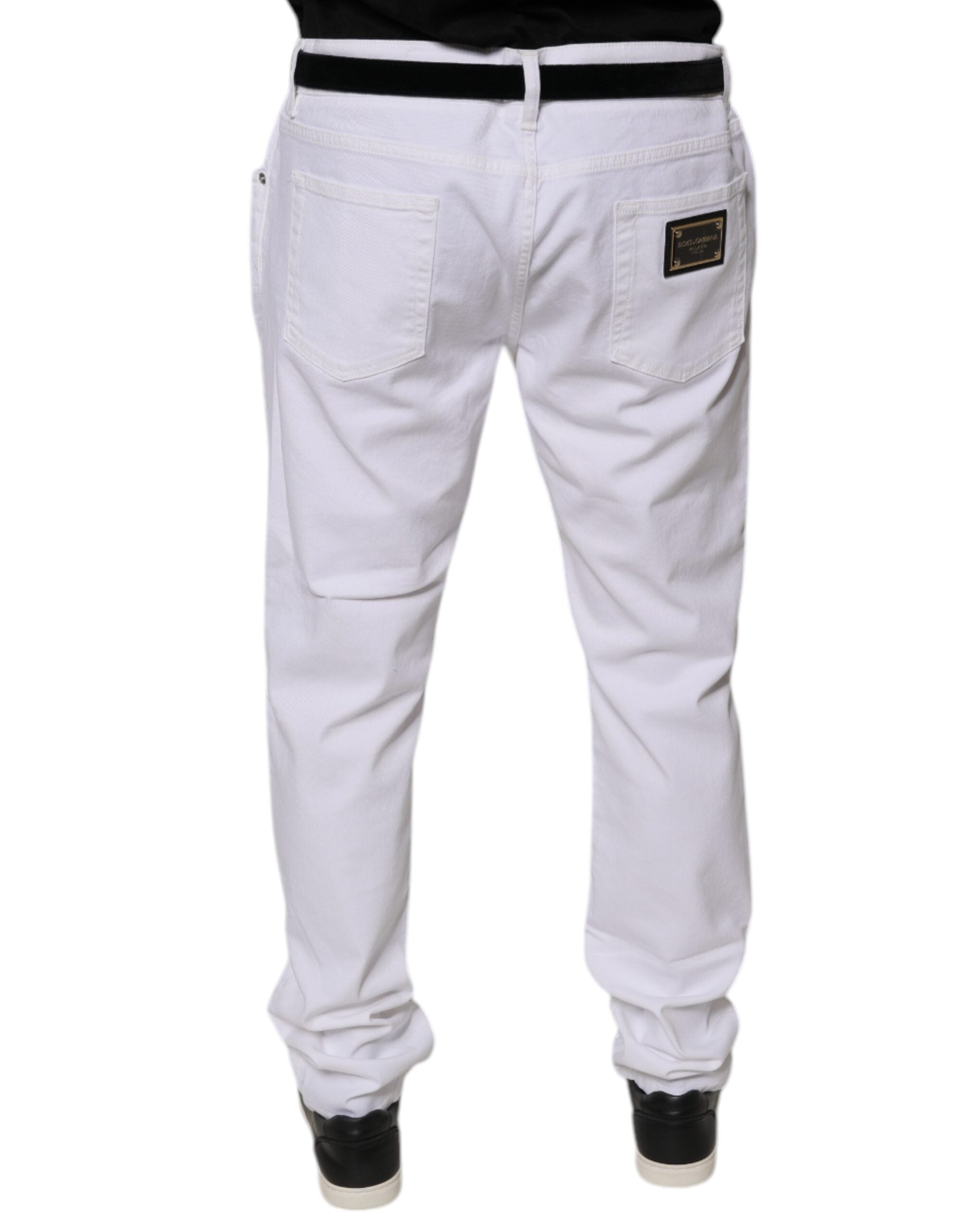 Dolce &amp; Gabbana Weiße Skinny-Jeans aus Baumwollstretch für Herren