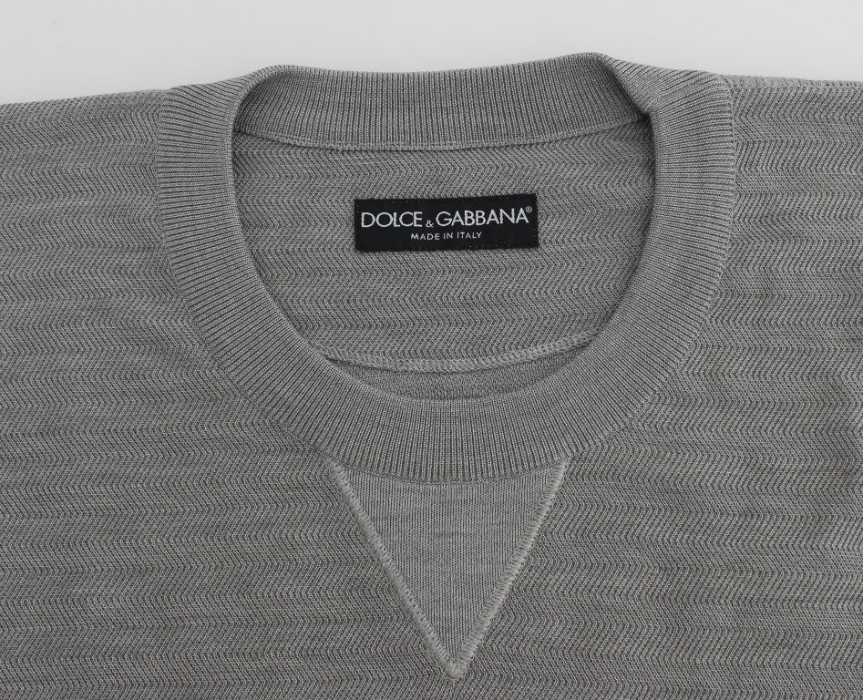 Dolce & Gabbana Grauer Rundhals-Pullover aus Seide