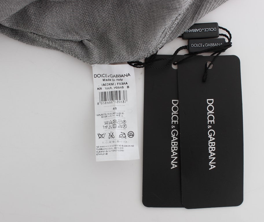 Dolce & Gabbana Grauer Rundhals-Pullover aus Seide