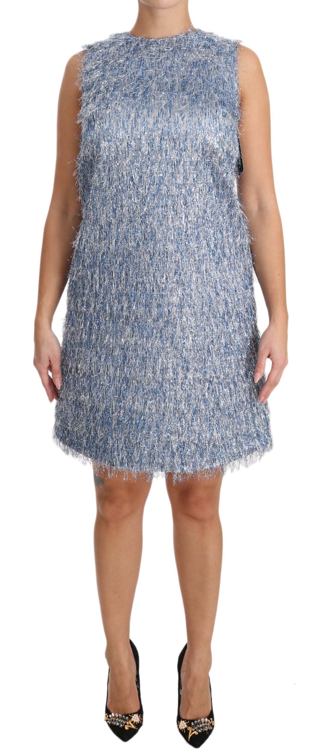 Dolce & Gabbana Light Blue Fransen-Shiftkleid
