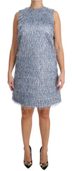 Dolce & Gabbana Light Blue Fransen-Shiftkleid