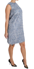 Dolce & Gabbana Light Blue Fransen-Shiftkleid
