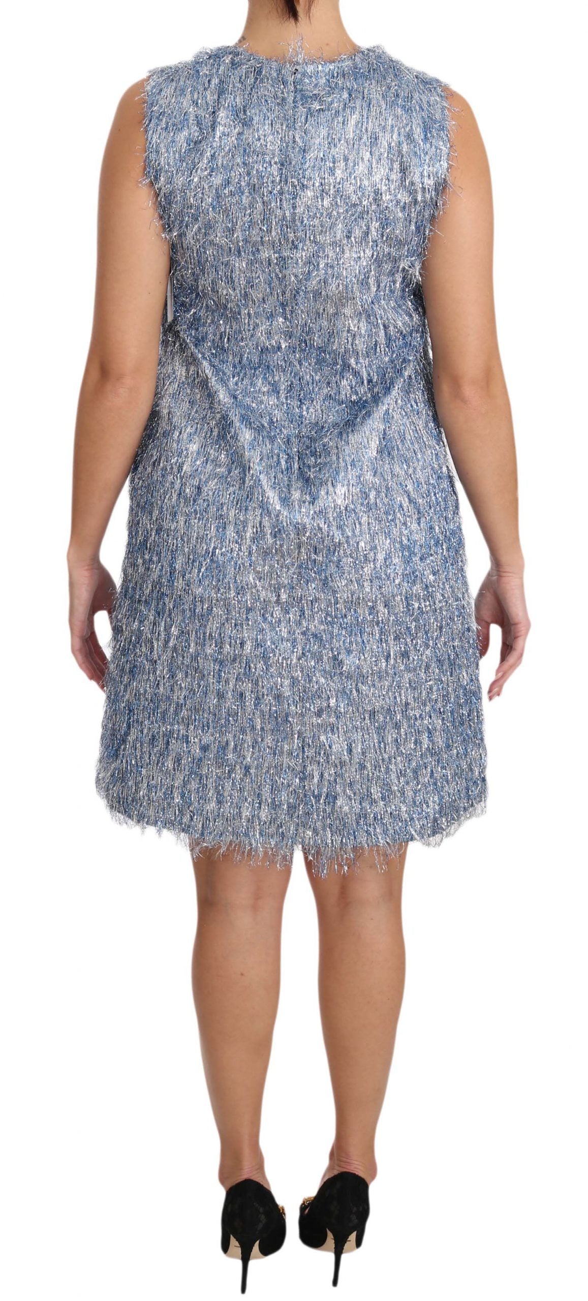 Dolce & Gabbana Light Blue Fransen-Shiftkleid