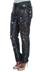 Dolce & Gabbana Crystal Roses Jeans mit Herz-Verzierungen
