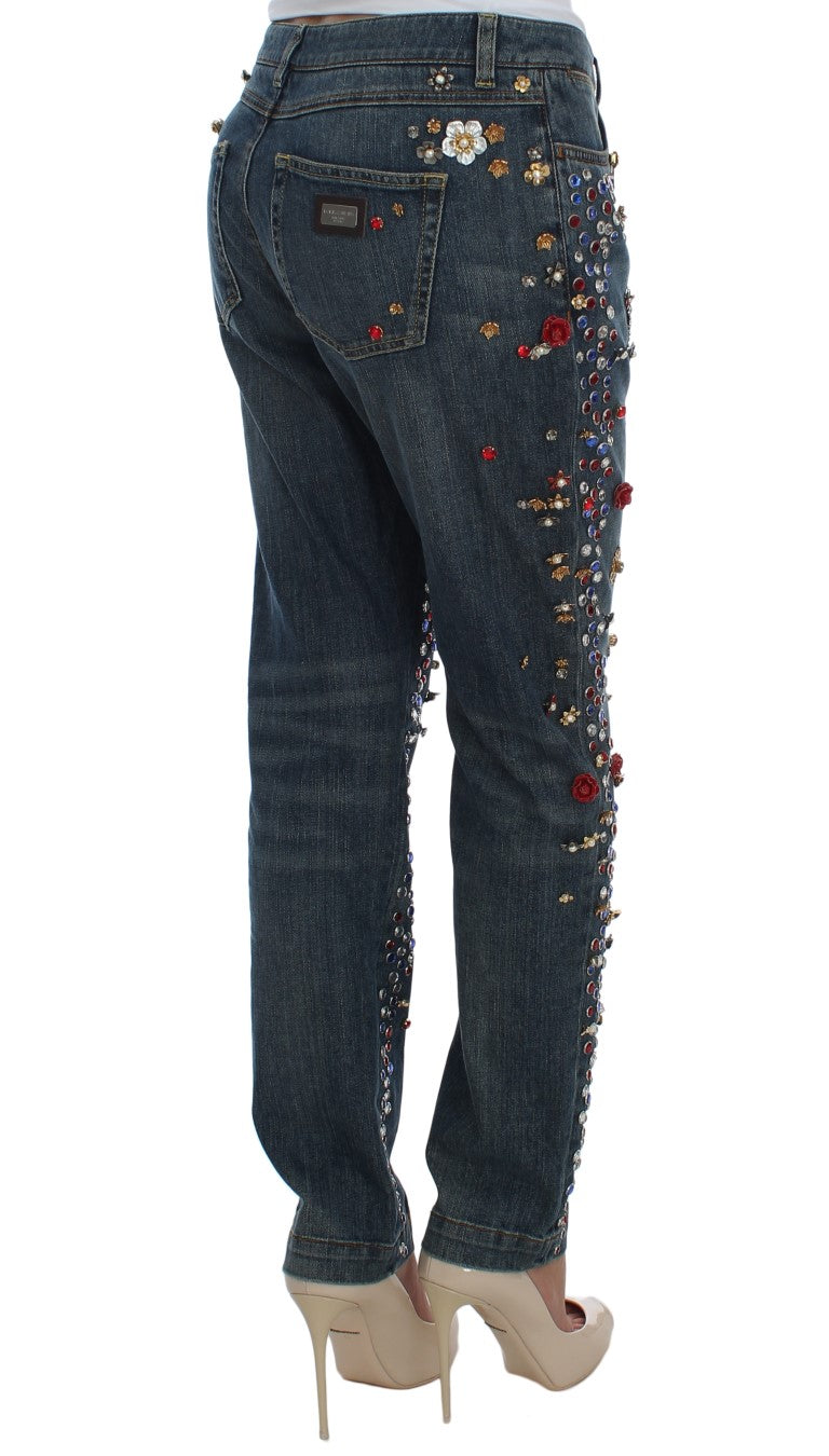Dolce & Gabbana Crystal Roses Jeans mit Herz-Verzierungen