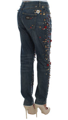 Dolce & Gabbana Crystal Roses Jeans mit Herz-Verzierungen