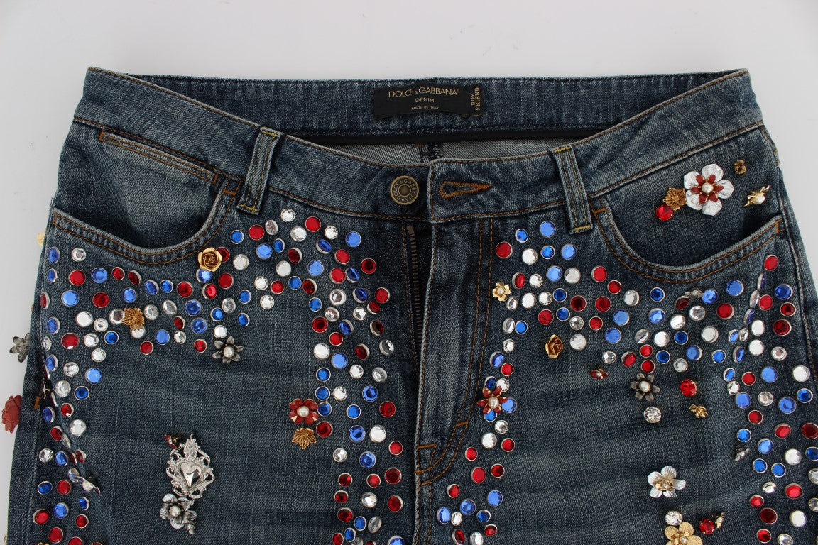 Dolce & Gabbana Crystal Roses Jeans mit Herz-Verzierungen