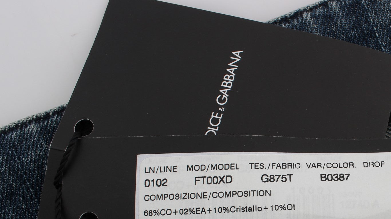 Dolce & Gabbana Crystal Roses Jeans mit Herz-Verzierungen