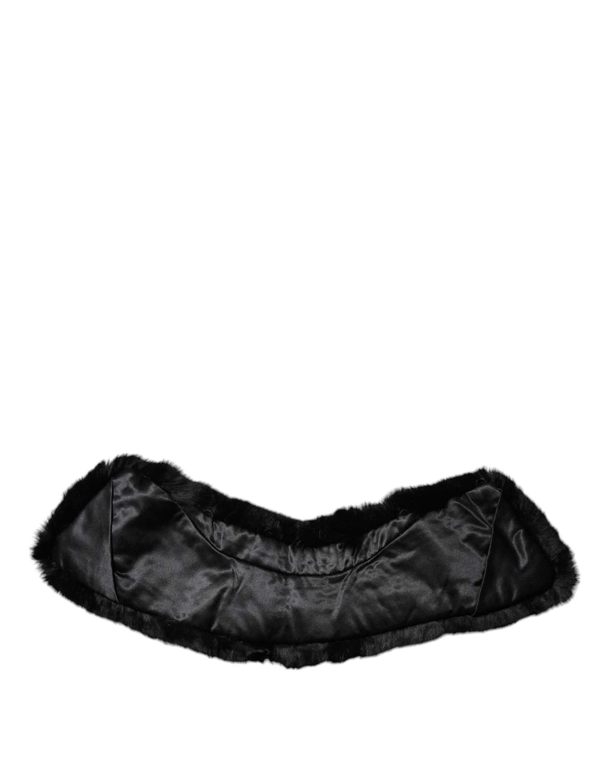 Dolce &amp; Gabbana Damen-Halswickelschal mit schwarzem Lammfellkragen