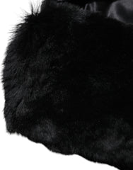 Dolce &amp; Gabbana Damen-Halswickelschal mit schwarzem Lammfellkragen