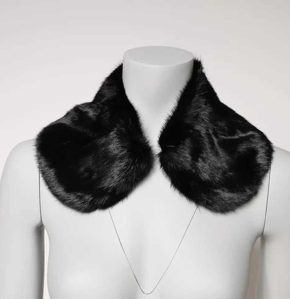 Dolce &amp; Gabbana Schwarzer Pelzschal Halswickelkragenschal