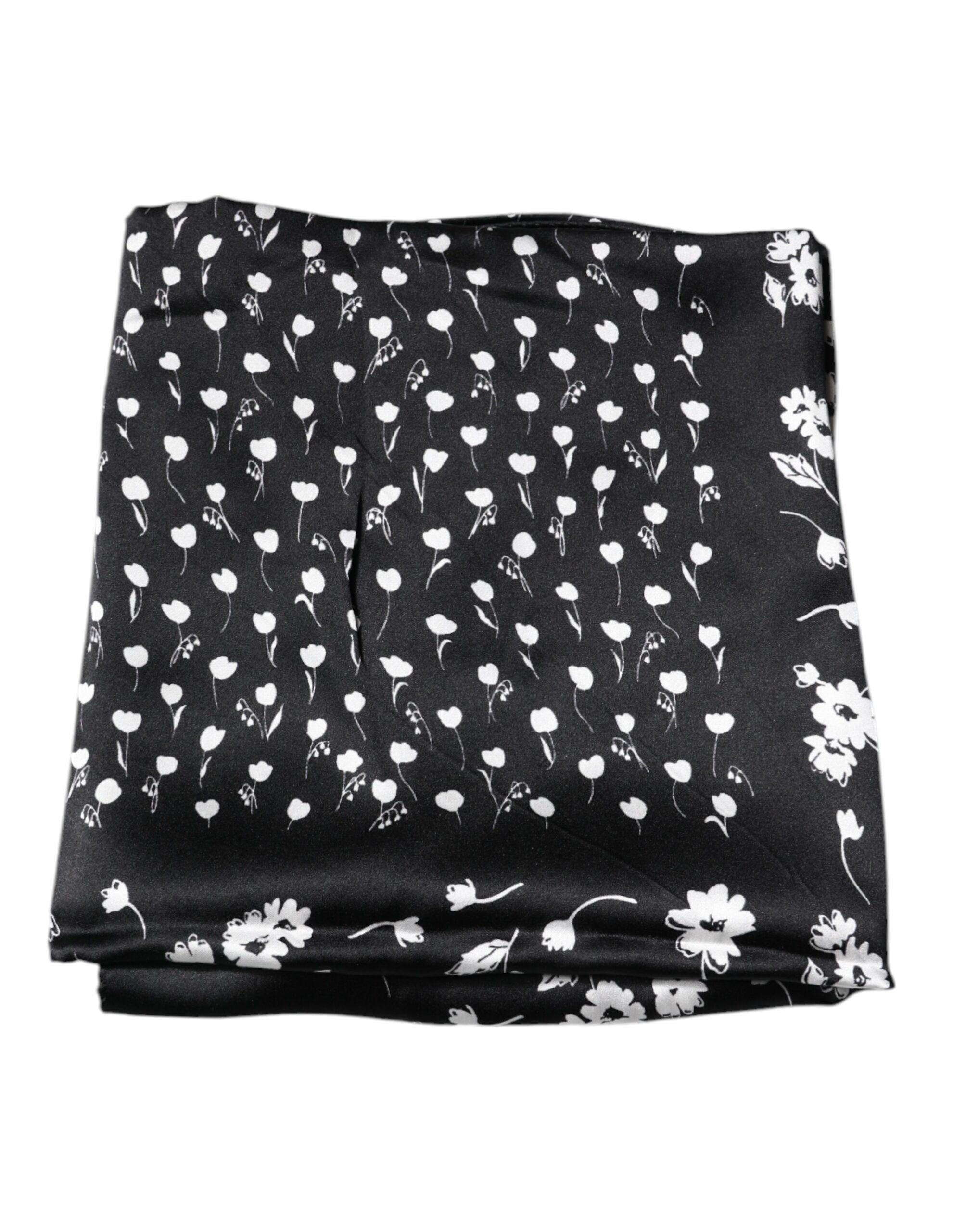 Dolce & Gabbana Zwarte Vierkante Zijden Wikkel Sjaal met Bloemenprint