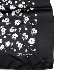 Dolce & Gabbana Zwarte Vierkante Zijden Wikkel Sjaal met Bloemenprint