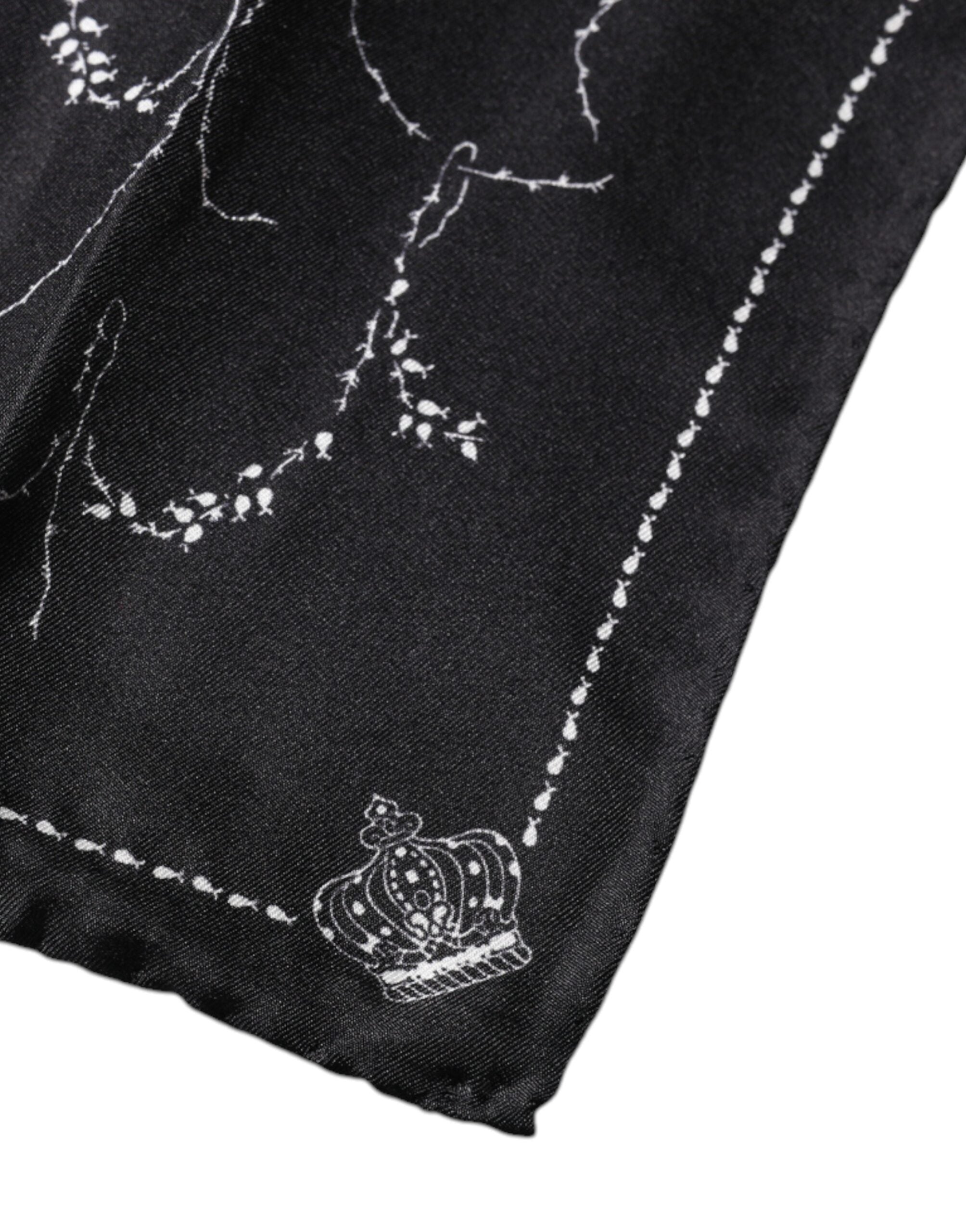 Dolce &amp; Gabbana – Schwarz gemusterter Seidentaschentuchschal